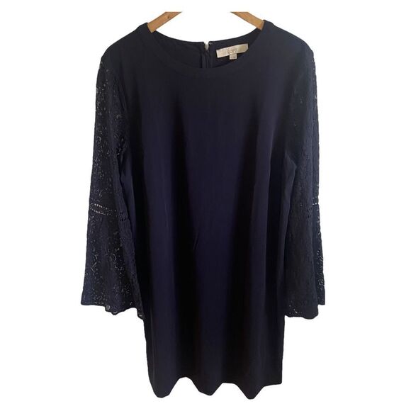 Loft - blue lace long sleeve dress - Picture 1 of 10